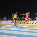 Akanni Hislop wins his heat en route to Boys Under-18 100 metres silver.